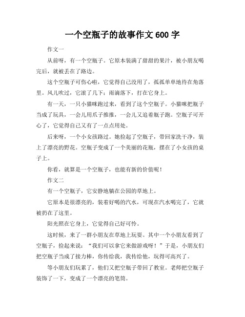 一个空瓶子的故事作文600字