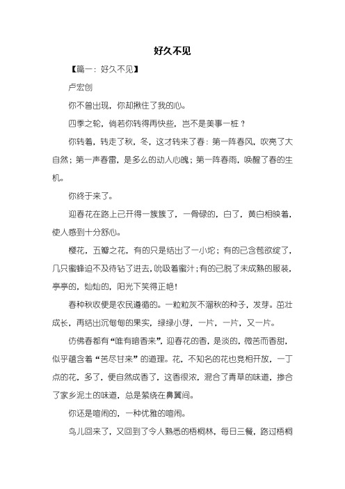初一作文：好久不见作文600字