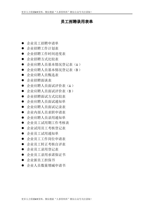 招聘与面试表格-员工招聘录用表单
