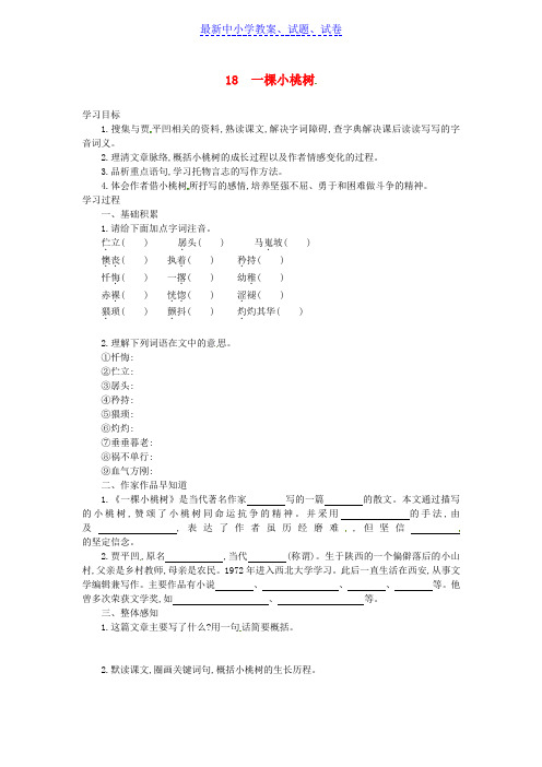 七年级语文下册第五单元第18课一棵小桃树学案设计新人教版