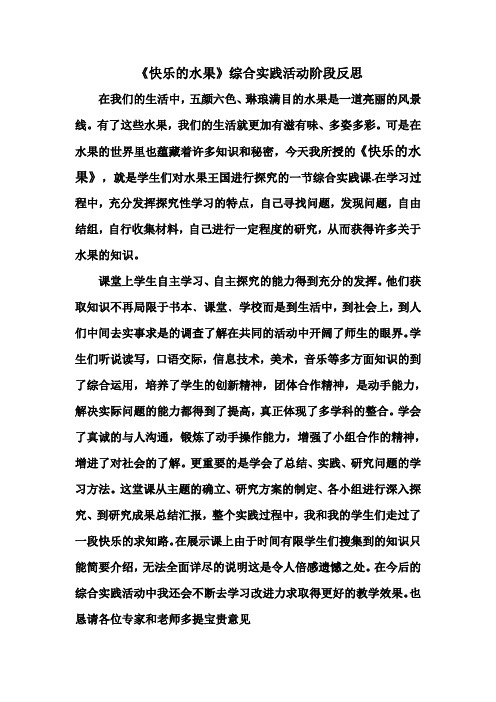 畅游水果乐园阶段反思