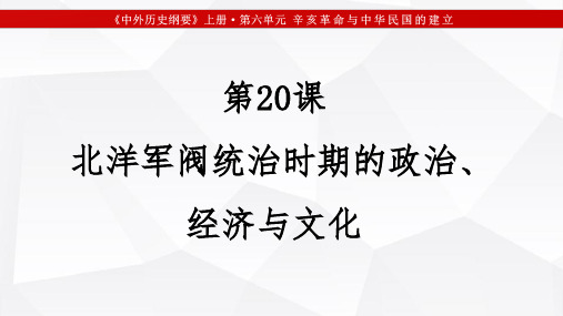 【高一历史】第6单元第20课 北洋军阀统治时期的政治、经济与文化