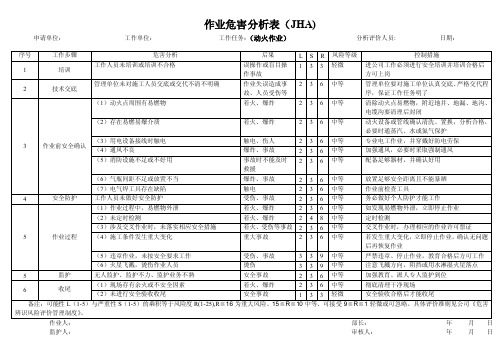 作业危害分析表