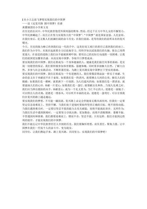 从小立志放飞梦想实现我们的中国梦