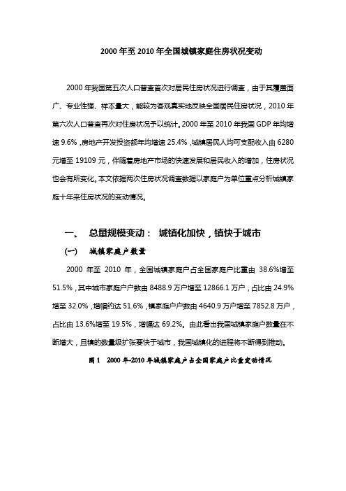 2000年至2010年全国城镇家庭住房状况变动
