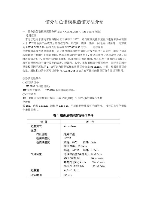 馏分油色谱模拟蒸馏方法介绍