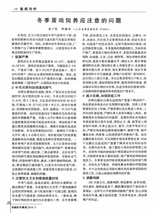 冬季蛋鸡饲养应注意的问题