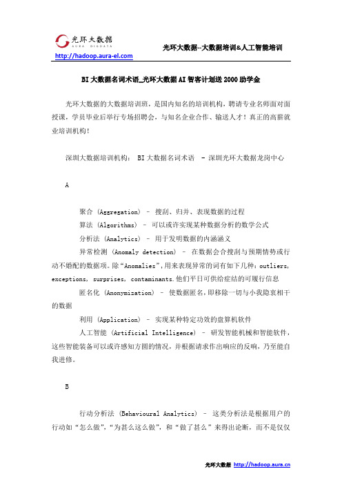 BI大数据名词术语_光环大数据AI智客计划送2000助学金