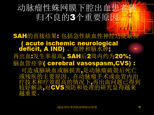 脑血管痉挛的机制和防治管理课件