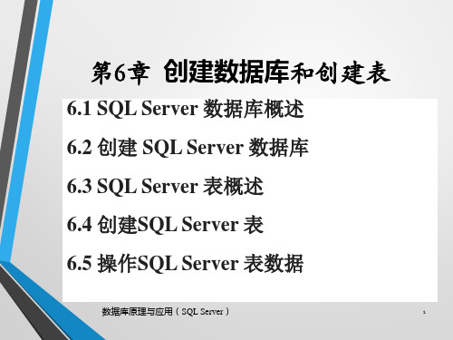 数据库原理与应用(SQL Server ) 第6章  创建数据库和创建表