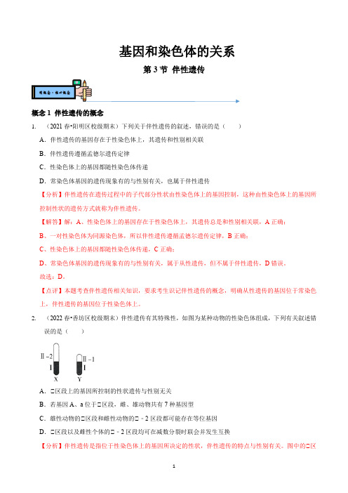 高一生物伴性遗传(分层练习)(解析版)