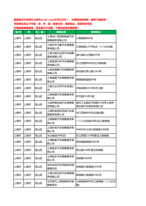 新版上海市上海市宝山区汽车4S店工商企业公司名录名单黄页大全47家