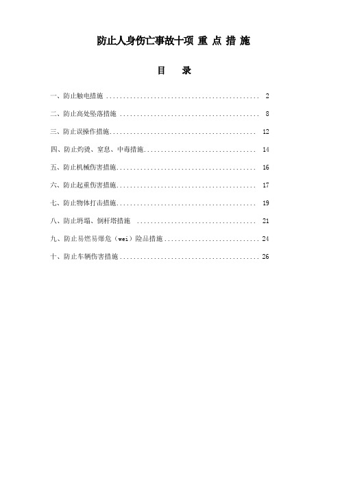 防止人身伤亡事故十项重点措施