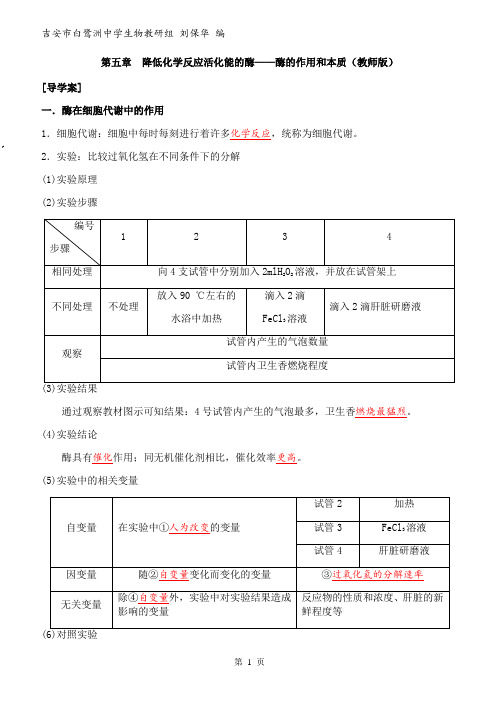 第五章  降低化学反应活化能的酶——酶的作用和本质