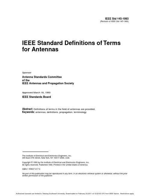 IEEE standard definitions of terms for antennas 145-1993