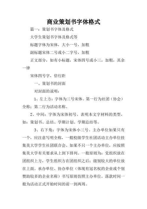 商业策划书字体格式