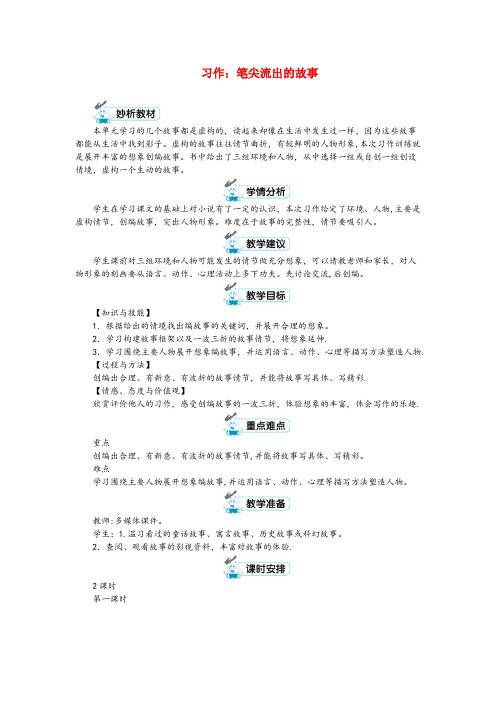 简阳市中心小学六年级语文上册 第四单元 习作：笔尖流出的故事第1课时教案 新人教版六年级语文上册第