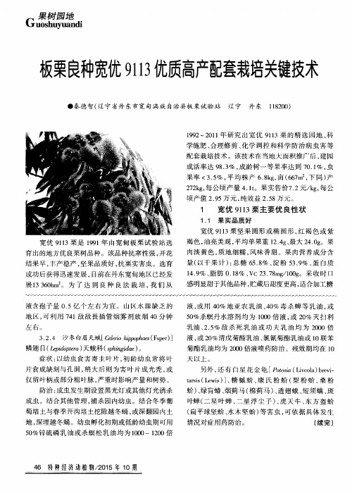 板栗良种宽优9113优质高产配套栽培关键技术