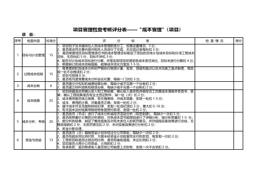 建筑工程公司项目管理检查考核评分表(实用绩效表)(阅读)