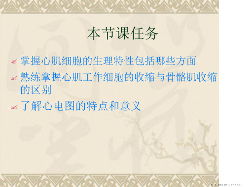 心肌细胞的生理特性