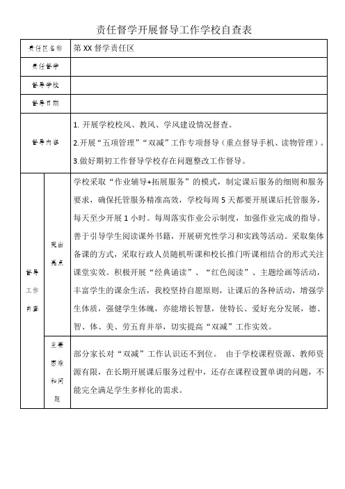 责任督学开展督导工作学校自查表