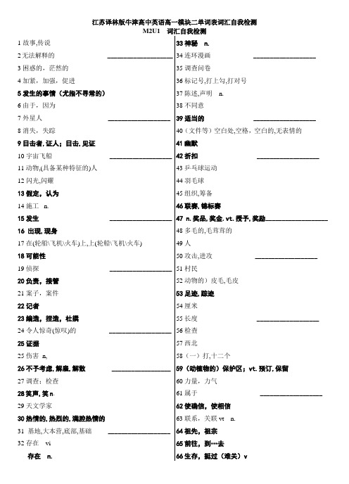 牛津译林版_高中英语MODULE 2单词自墨表