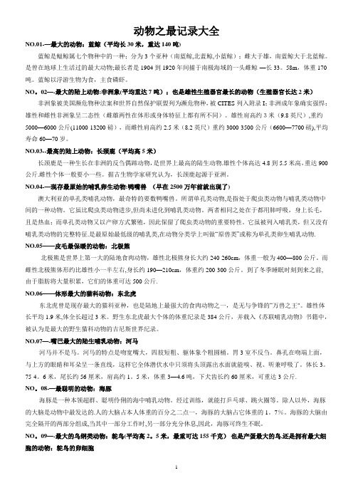 动物之最记录大全