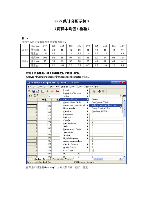 SPSS生物统计分析示例2-两样本t检验