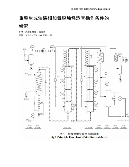 重整生成油液相加氢脱烯烃适宜操作条件的研究