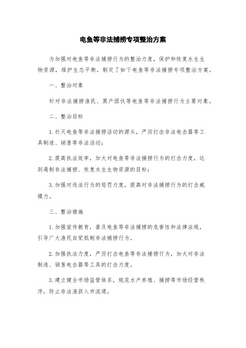电鱼等非法捕捞专项整治方案