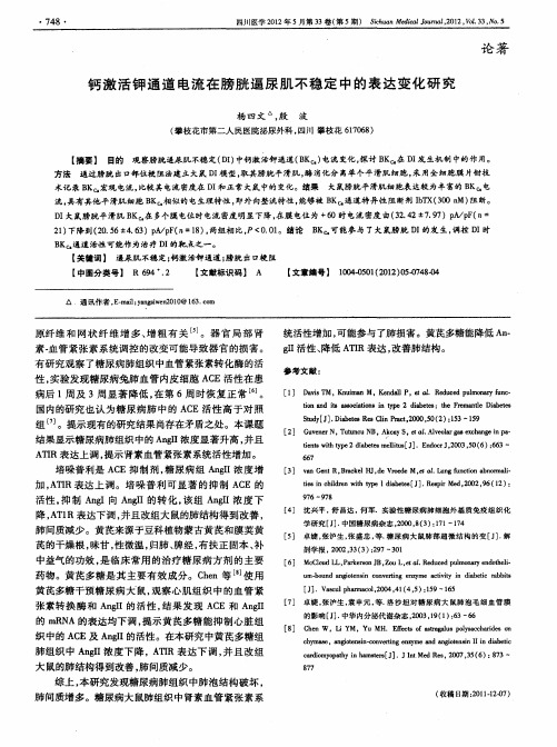 钙激活钾通道电流在膀胱逼尿肌不稳定中的表达变化研究