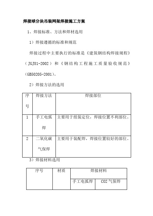 焊接球分块吊装网架焊接施工方案