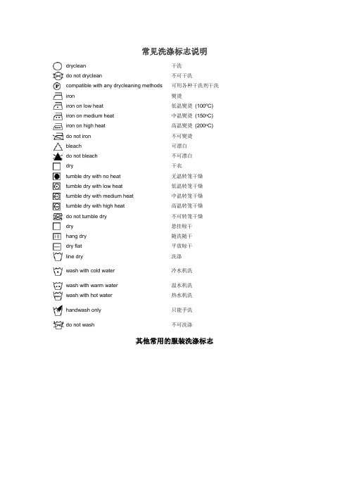 (完整版)常见洗涤标志英文说明