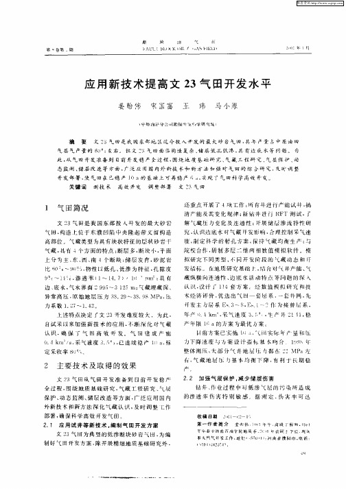 应用新技术提高文23气田开发水平