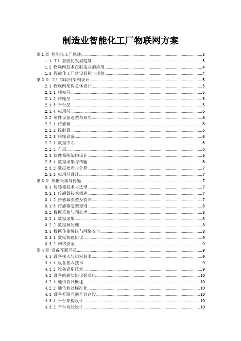 制造业智能化工厂物联网方案