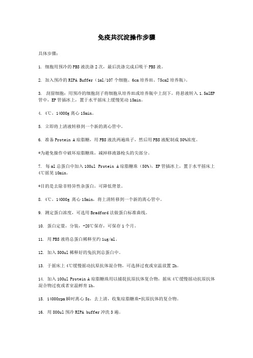 免疫共沉淀操作步骤