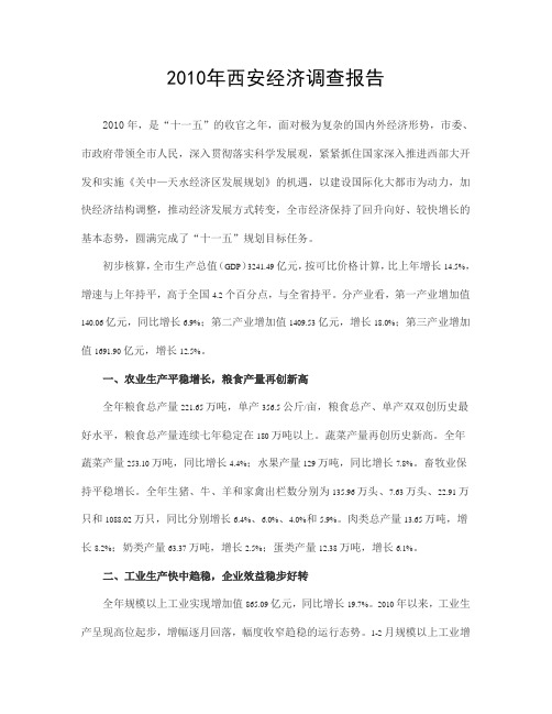 2010年西安经济调查报告