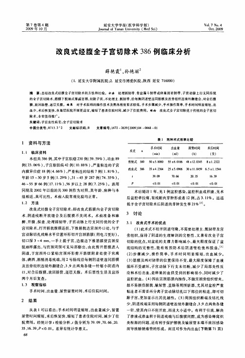 改良式经腹全子宫切除术386例临床分析