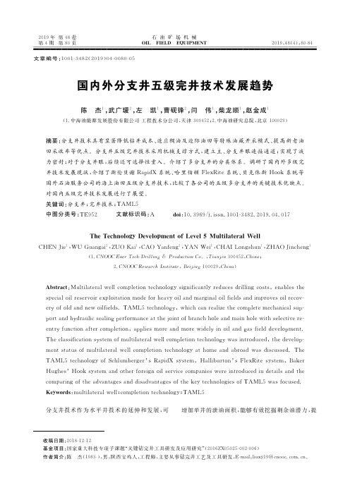国内外分支井五级完井技术发展趋势