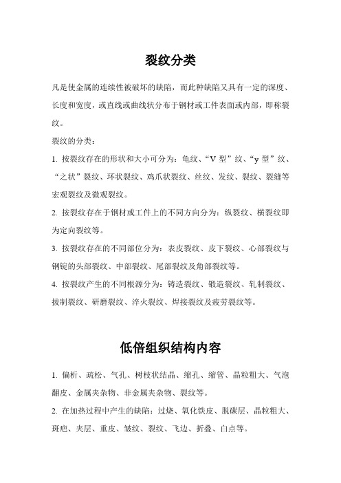 裂纹分类