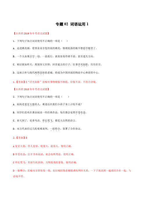 中考语文专项练习——词语运用2(含答案)
