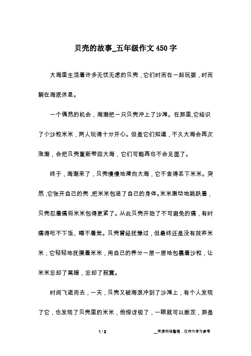 贝壳的故事_五年级作文450字