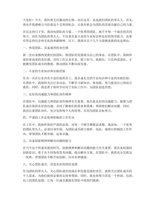 竞聘团队带头人演讲稿