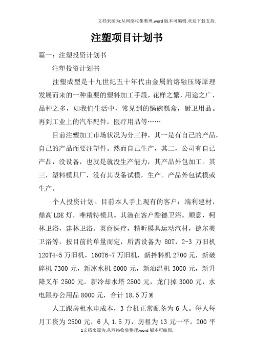 注塑项目计划书