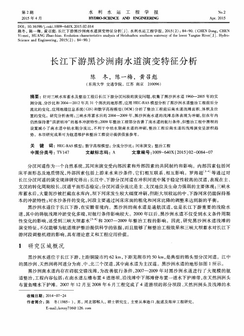 长江下游黑沙洲南水道演变特征分析