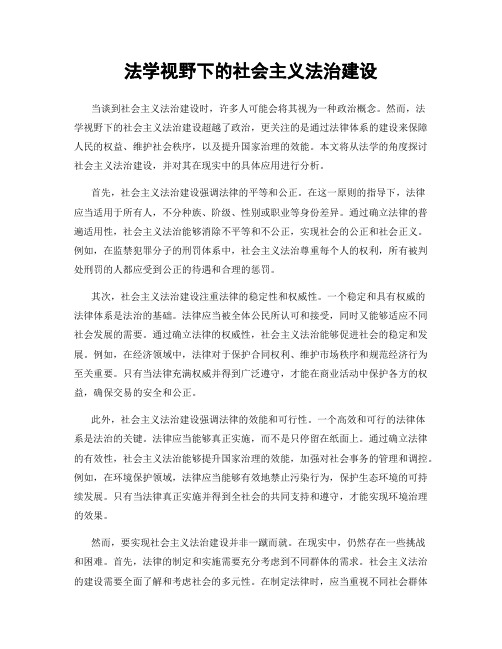 法学视野下的社会主义法治建设