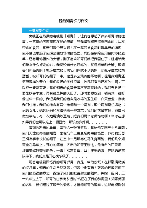 我的知青岁月作文