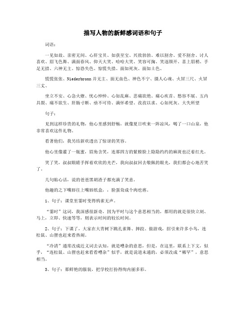 描写人物的新鲜感词语和句子
