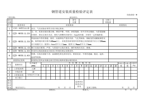 钢管道安装质量检验评定表