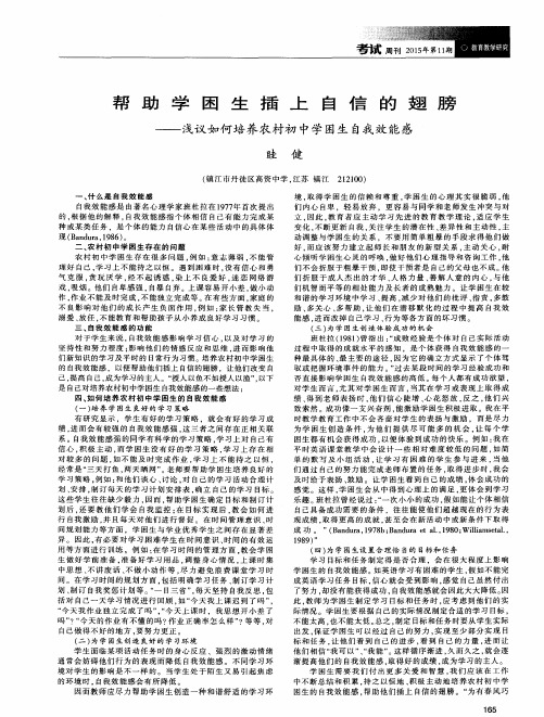 帮助学困生插上自信的翅膀——浅议如何培养农村初中学困生自我效能感